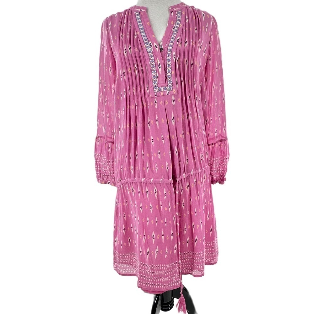 Joie womens dress size XS pink 100% silk boho bohemian tunic lightweight - Picture 2 of 15